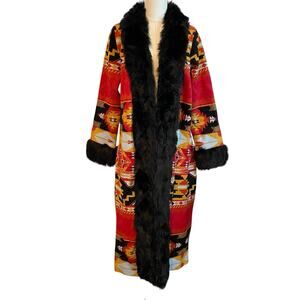 Midnight Velvet Penny Lane Sweater Long Coat Jacket Womens M Boho Western Alpine